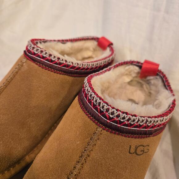 UGG Tazz Braid Slipper Size 8 Chestnut Suede Platform Moccasin Clog *read* - Picture 6 of 14